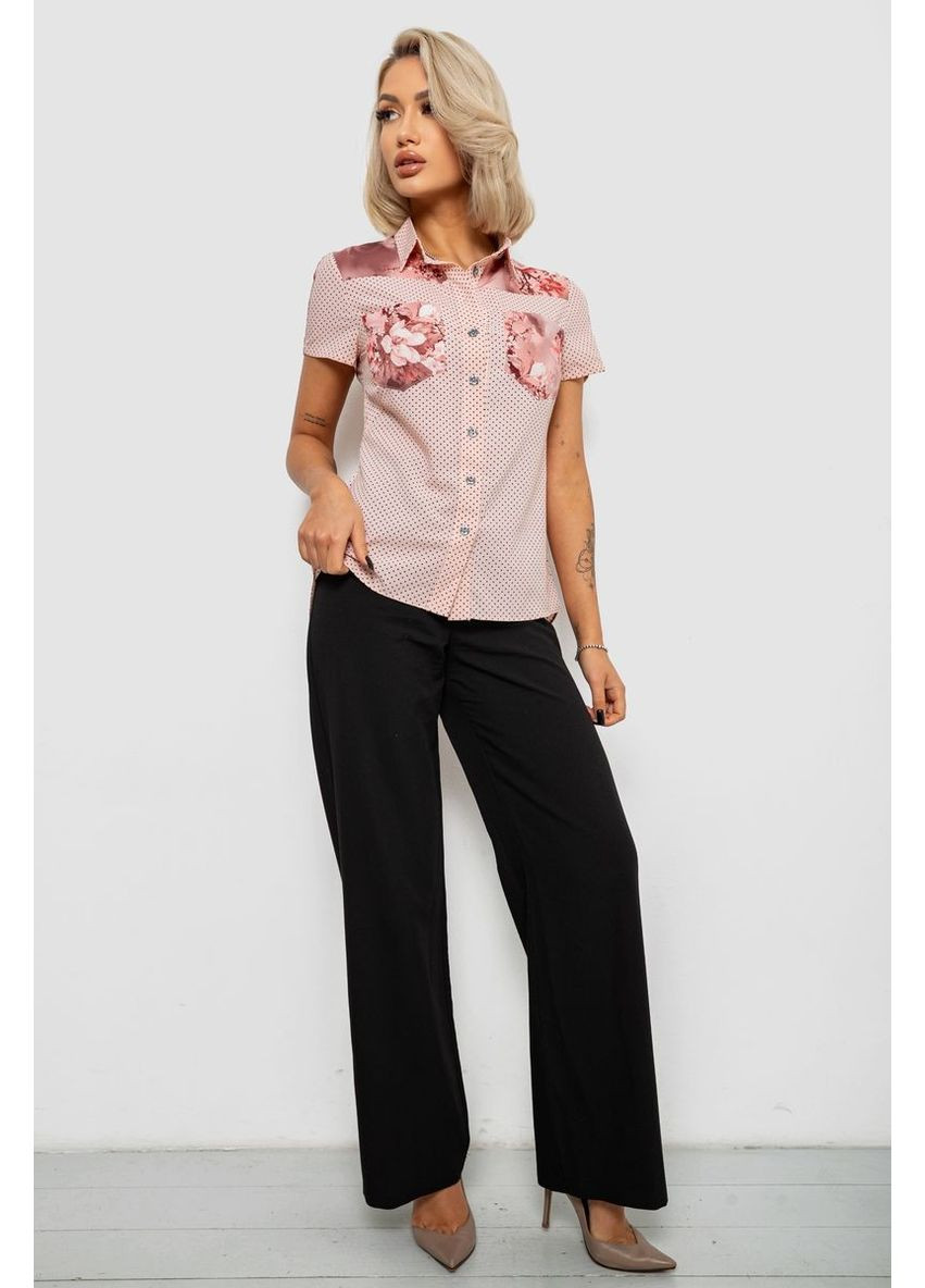 Персикова блуза в горошок з принтом, колір персиковий, 230r7215 Ager