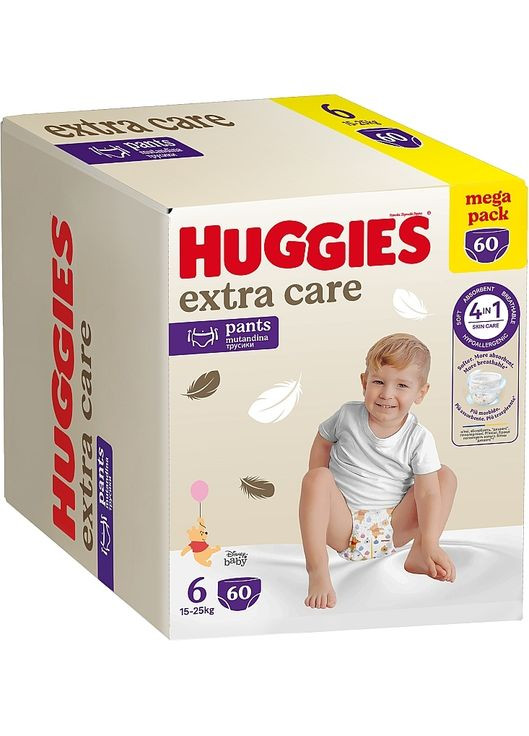 Подгузники-трусики Extra Care, размер 6 (15-25 кг), 60 шт. 60шт (1333962-31020717) Huggies (365800207)