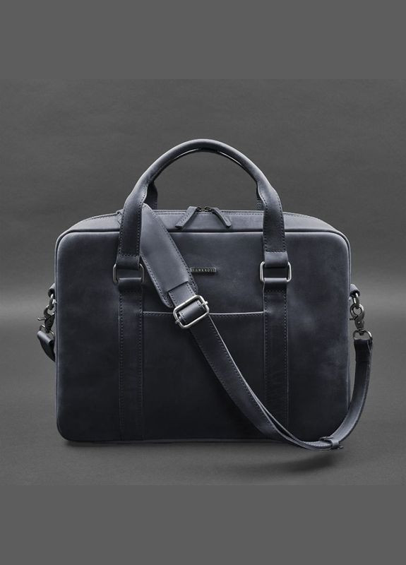 Сумка мужская кожаная через плечо для ноутбука и документов синяя Crazy horse BlankNote (302008078)