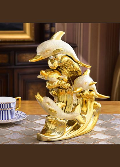 Розкішна настільна художня прикраса для дому статуетка у вигляді зграї з чотирьох дельфінів. No Brand (347147160)