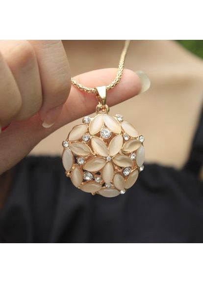 Женская подвеска-кулон с цепочкой Объемный Цветок «Flora» (золотистый) China (366875182)