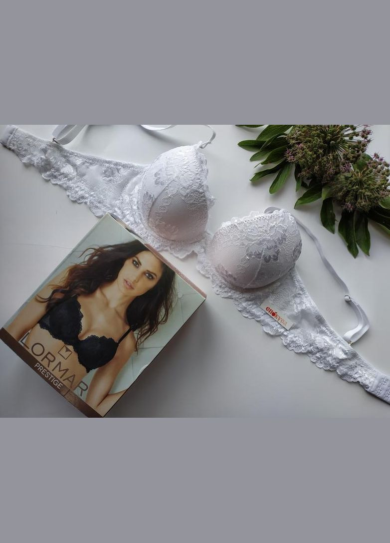 Белый бюстгальтер prestige гипюровый с пуш-ап лормар Lormar полиамид