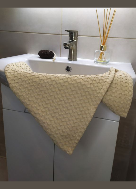 Рушник вафельний для ванної кімнати 70х50 см капучино (5743-2107) No Brand світло-бежевий