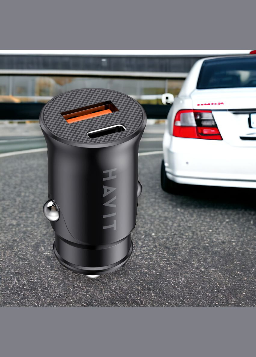Автомобільний зарядний пристрій HV-CC2022 20W USB+USB-C Black зі швидкою зарядкою Havit (282313645)