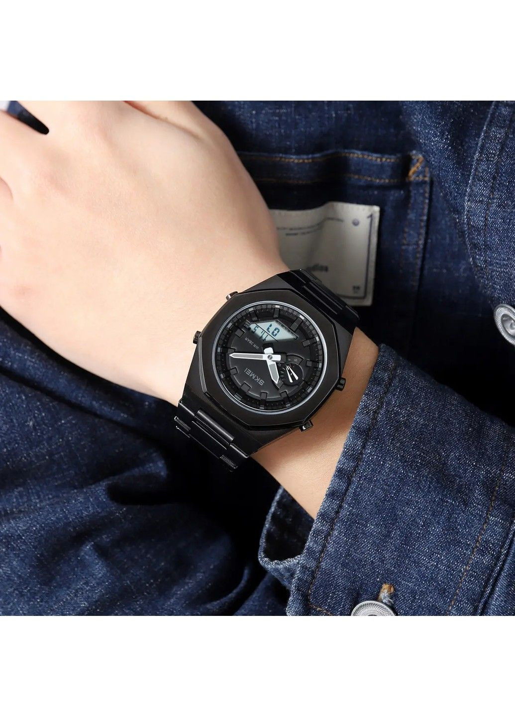 Мужские наручные часы на стальном браслете 1816 (Черный) Skmei (314483621)