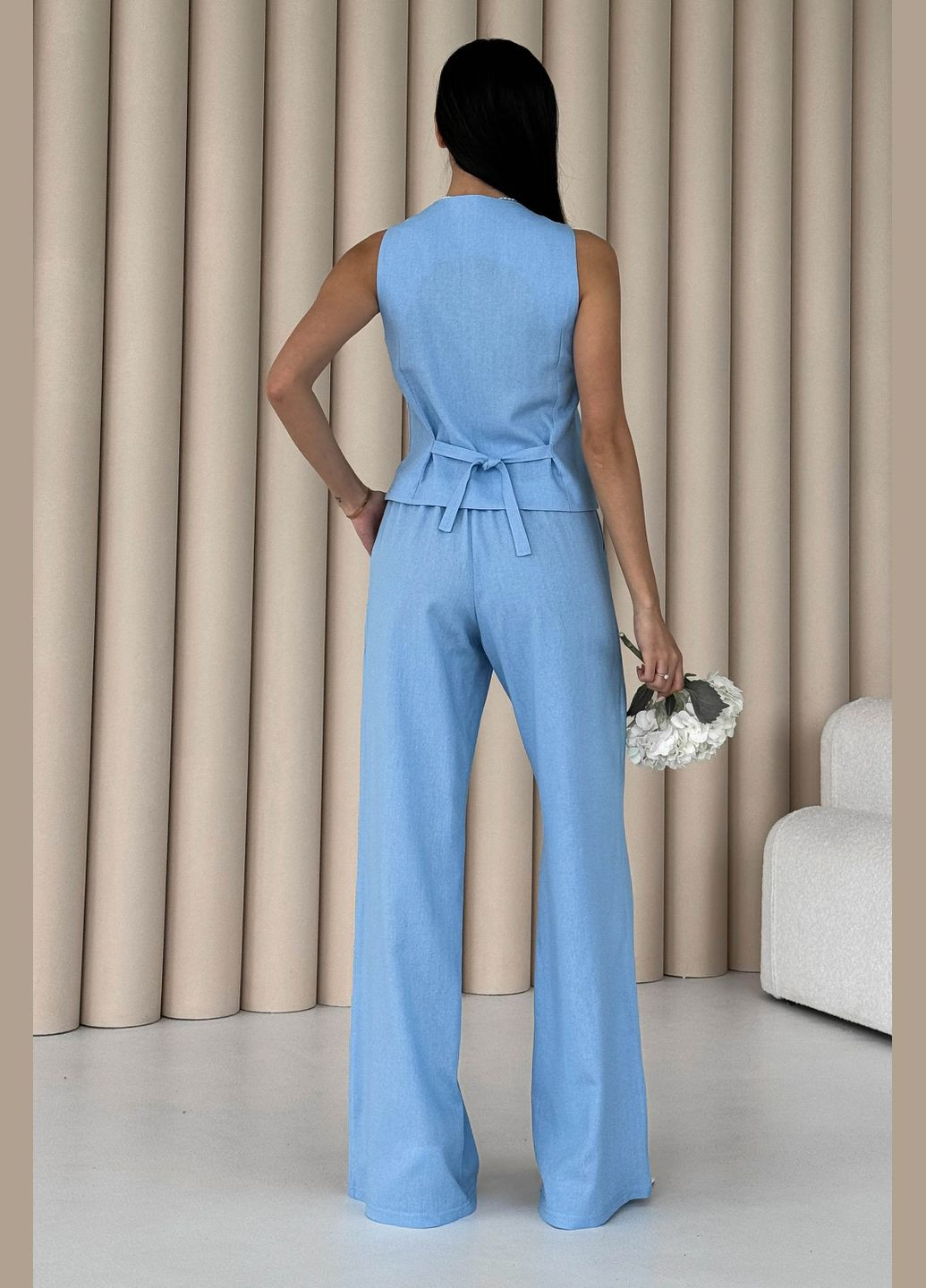 Стильний брючний костюм – двійка блакитного кольору Jadone Fashion (292584270)