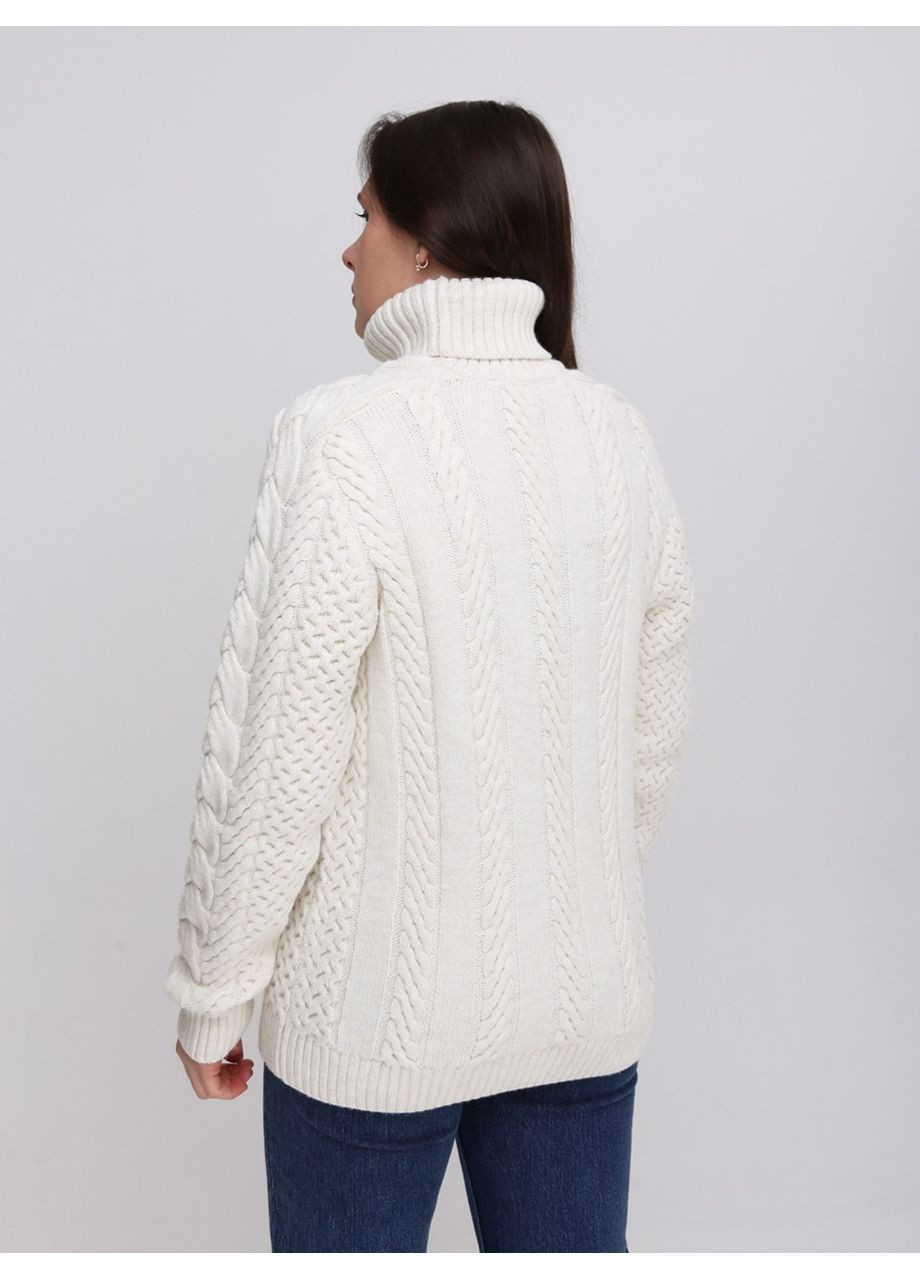 Белый зимний свитер женский белый шерстяной с горлом Pulltonic Пряма