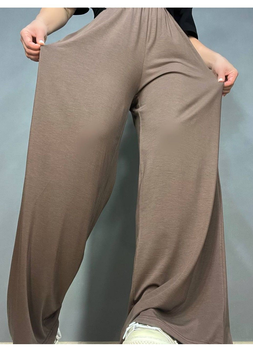 Брюки жіночі A-N 25060 палаццо на резинці з кишенями тонкий трикотаж вільний крій one size No Brand (317226794)