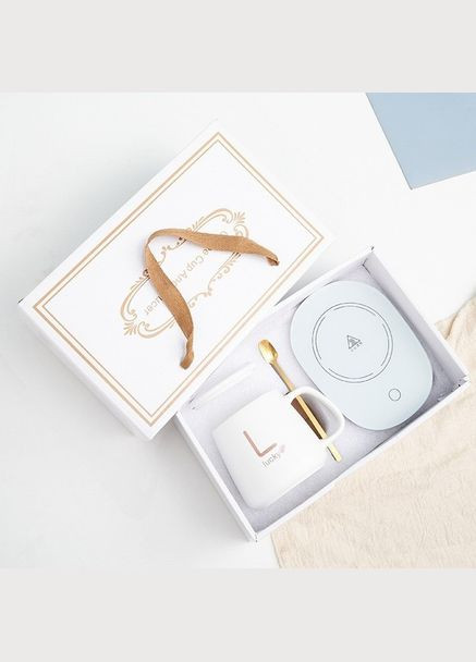 Керамическая чашка с подогревом, объем 350 мл, Белая Lucky (315482933)