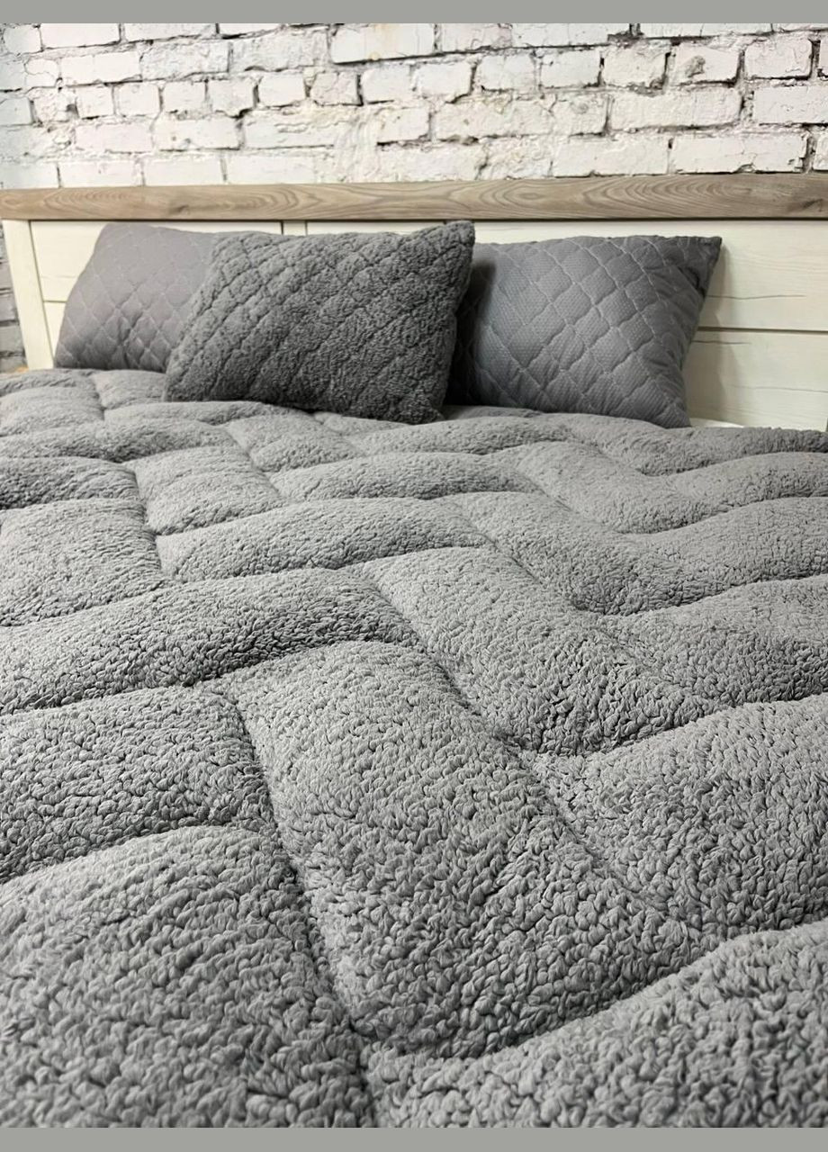 Ковдра хутряна полуторна 155х210 см Сірий (П4К-Al-hutr-kovdra-005) No Brand (308754648)