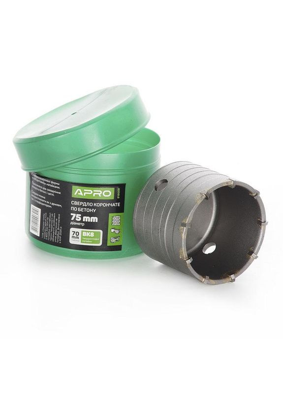 Свердло корончате до бетону 75мм Apro (361150279)