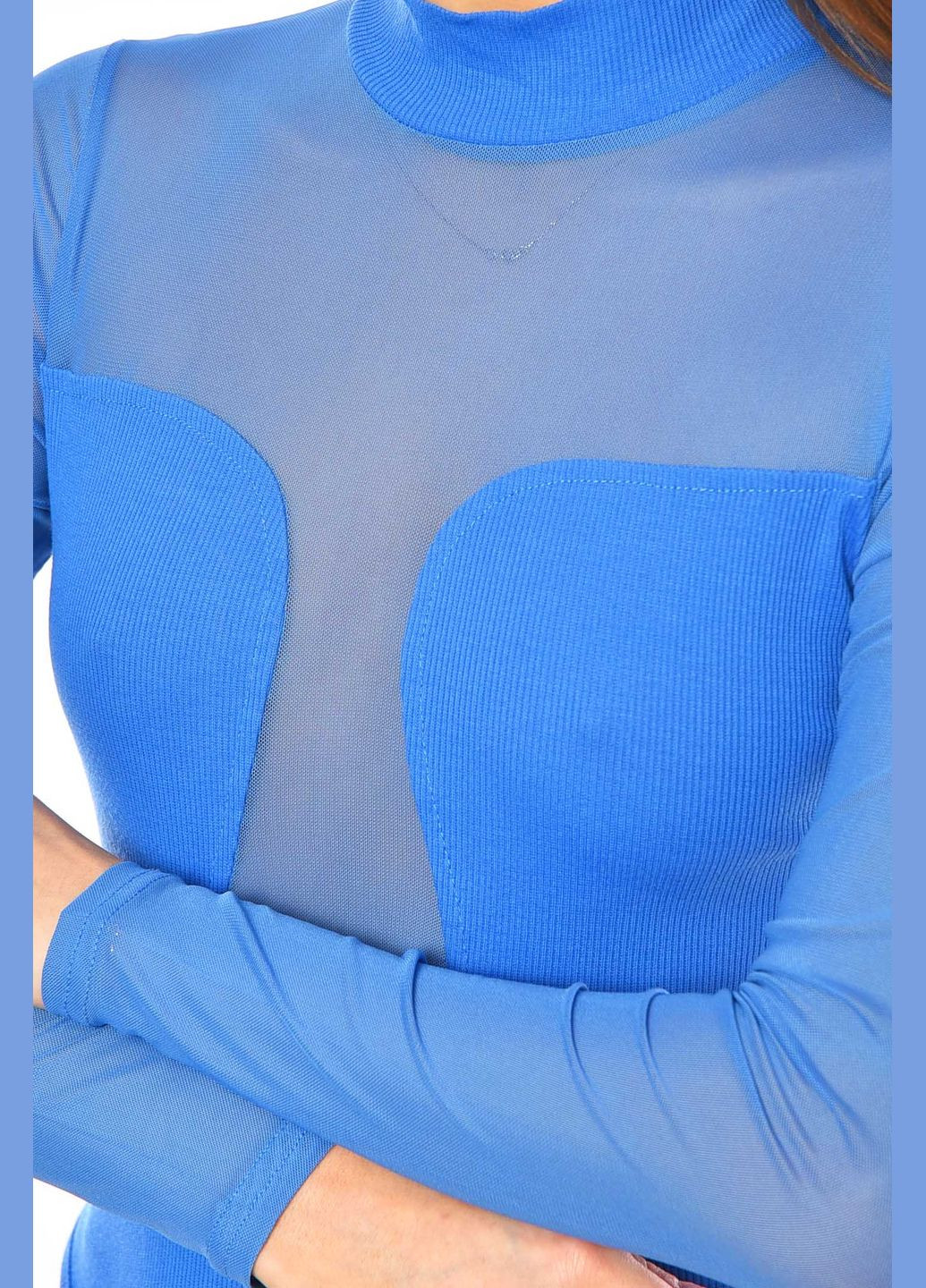 Боди женское однотонное синего цвета Let's Shop (329687807)