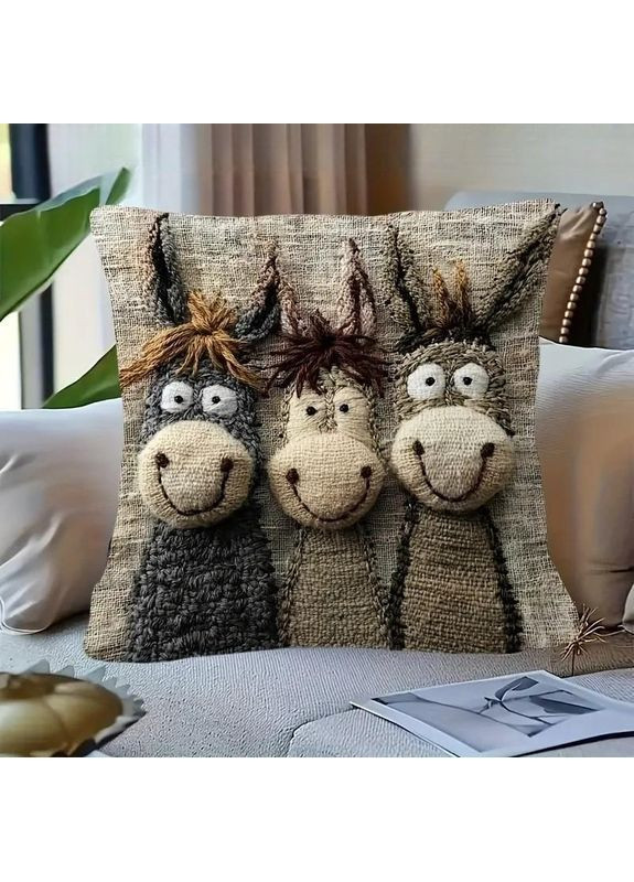 Декоративна подушка 45х45 см Веселі Ослики No Brand (372049125)