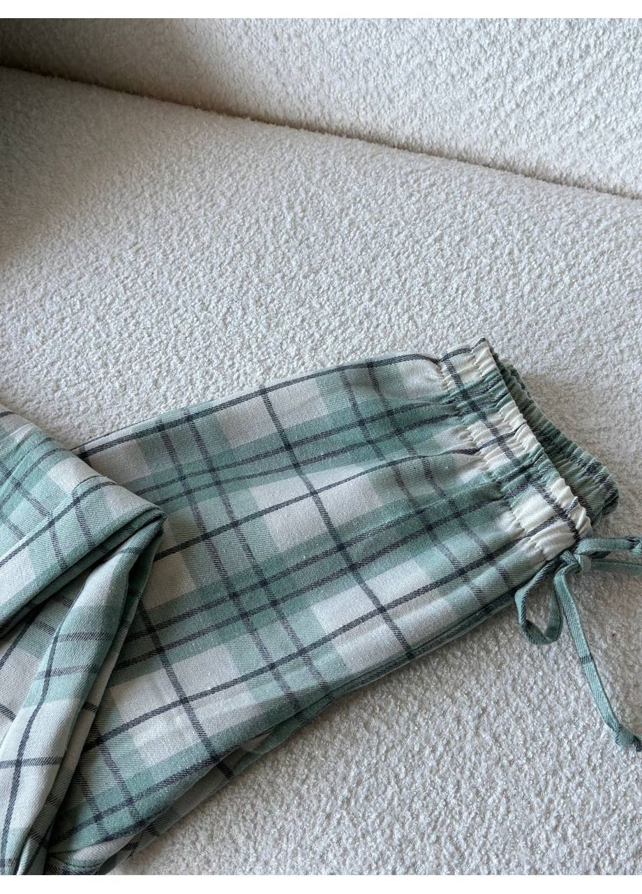 Бірюзова всесезон піжама жіноча - домашній костюм сорочка + брюки No Brand