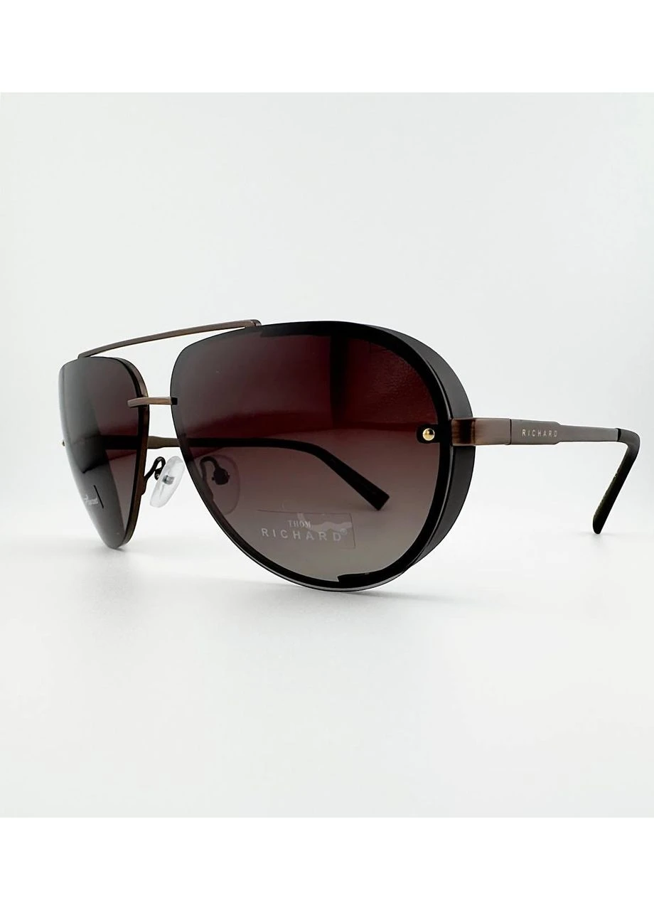 Солнцезащитные Очки Авиаторы TR9031 Col.27-G3 Polarized, Коричневые Thom RICHARD (388404807)
