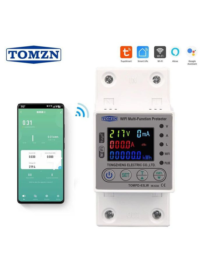 Розумний лічильник електроенергії реле напруги TOMPD-63LW 63A WIFI Smart Switch TUYA Tomzn (367954149)
