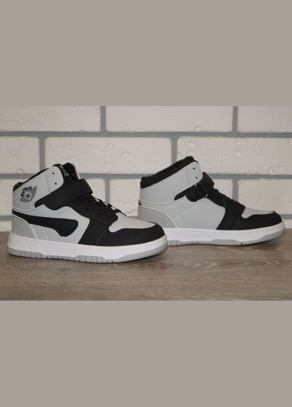 Хайтопи демісезонні дитячі / Черевики демісезонні дитячі сірі з чорним BBT Fashion (300103539)