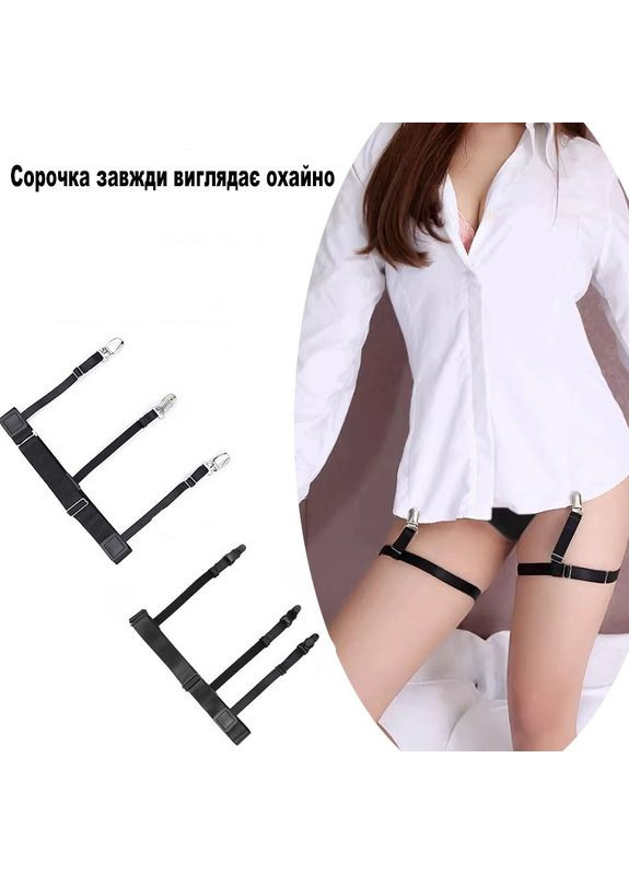 Подтяжки для рубашки регулируемые с металлическими зажимами черного цвета унисекс No Brand (317751408)