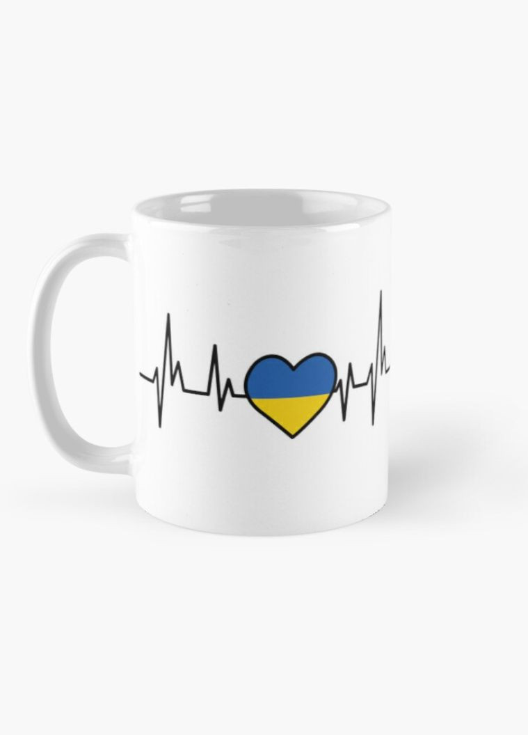 Чашка Керамічна Кружка з принтом Кардіо Україна Cardio Ukraine Біла 330 мл Orca (317320493)