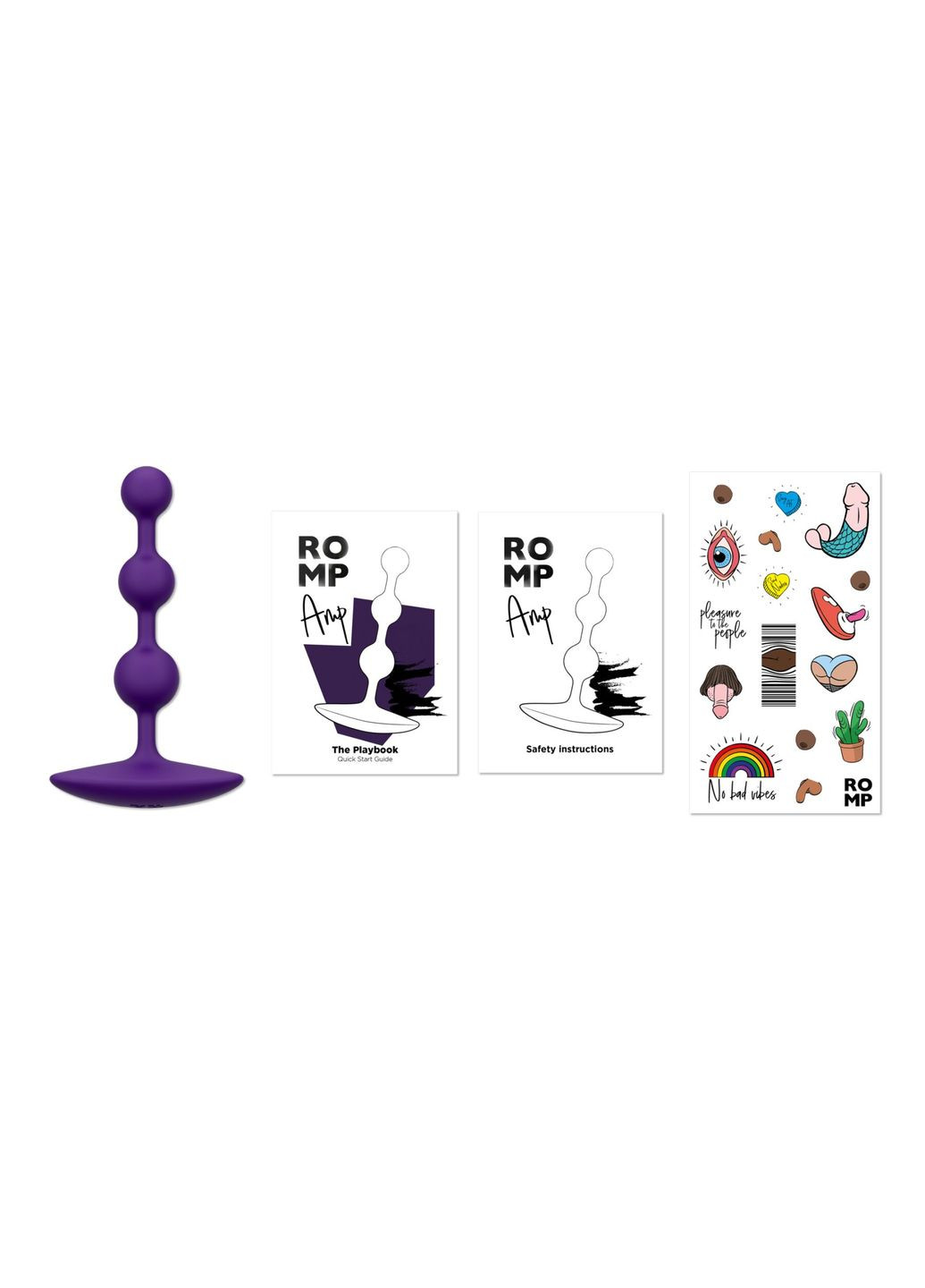 Анальные бусы Amp Dark Purple, силикон, макс. диаметр 2,6 см Romp (297572846)