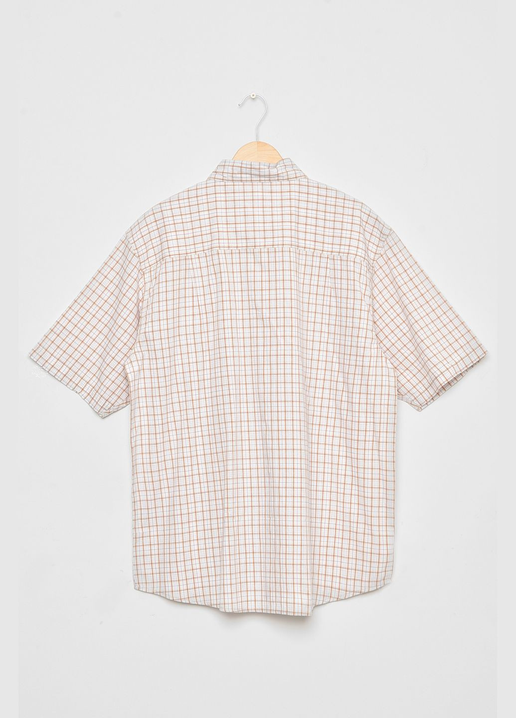 Сорочка чоловіча батальна бежевого кольору в клітку Let's Shop (292630509)