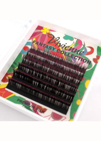 Двоколірні вії Чорний/Малиновий Fantasy Collection товщина 0,10 вигин З мікс 8-13 VIVIENNE (314932686)