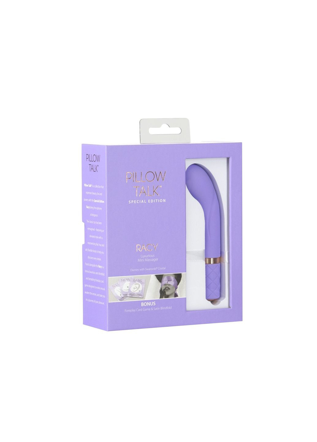 Розкішний вібратор Racy Purple Special Edition, Сваровскі, пов’язка на очі+гра Pillow Talk (296627096)
