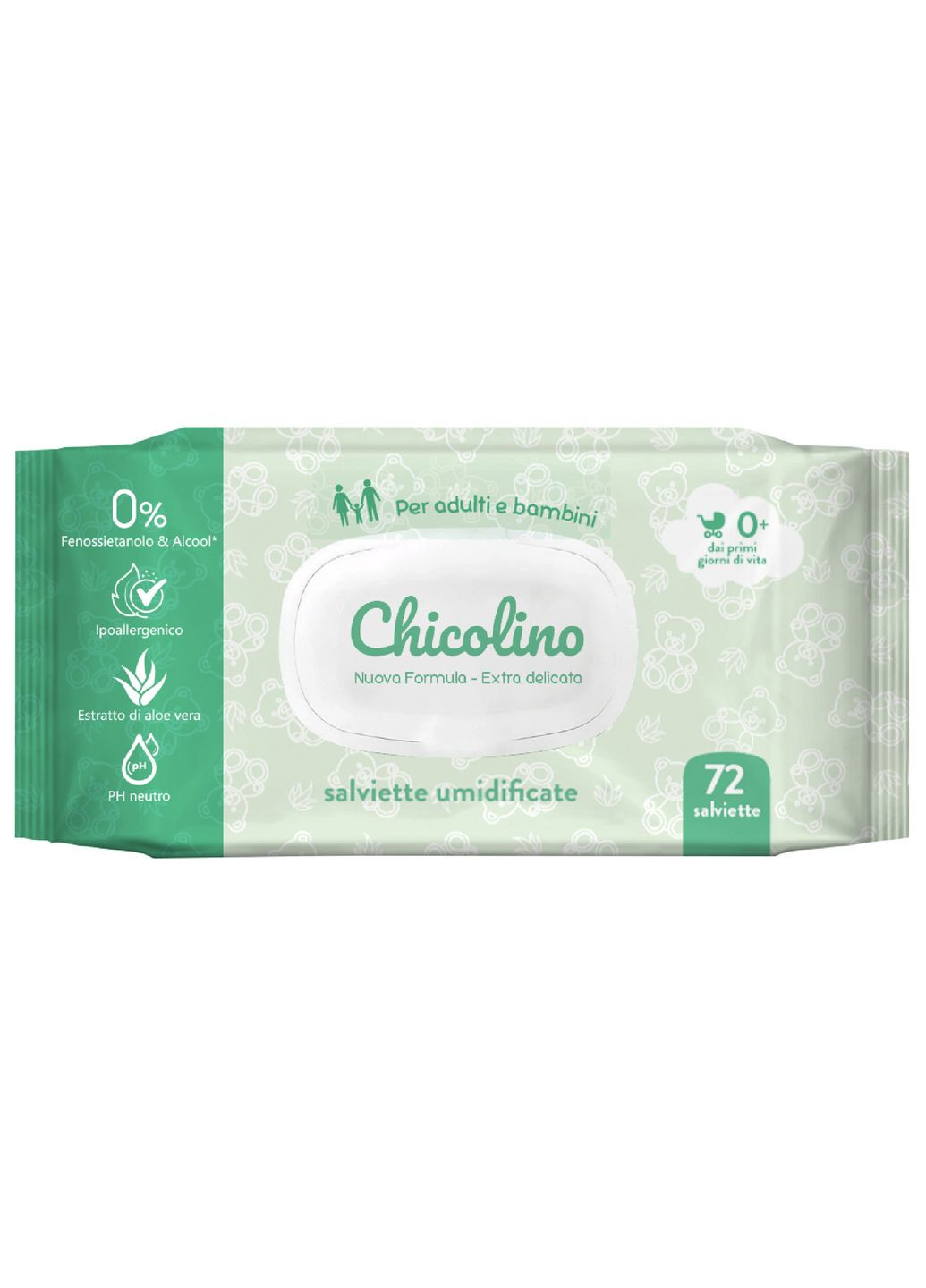 Влажные салфетки для взрослых и детей Алоэ Вера, 72 шт. Chicolino (328200160)