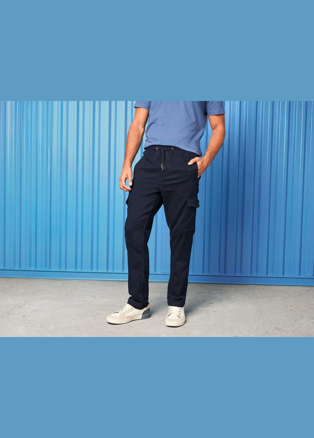 Штани Карго cargo для чоловіка LYCRA® 435721 48(M) темно-синій Livergy (325814791)