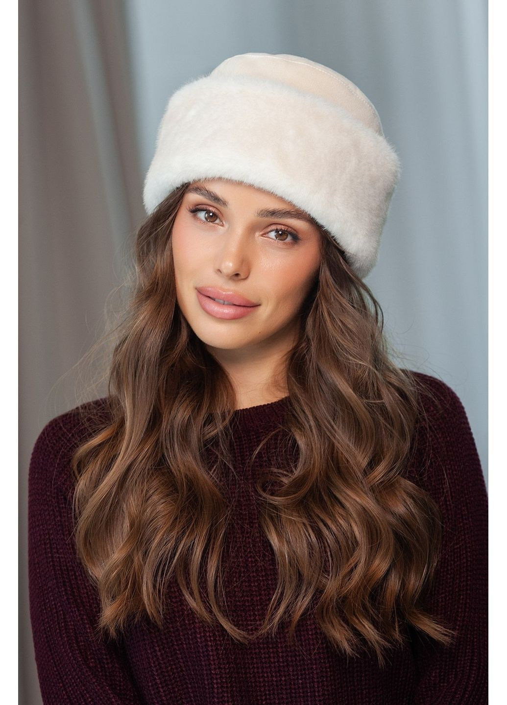 Шапка з еко хутра “Норка”, колір Молочний Fashion (365072317)