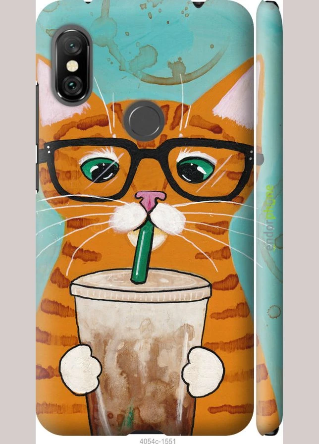 Чехол на Xiaomi Redmi Note 6 Pro Зеленоглазый кот в очках "4054m-1551-70447" Endorphone (369449033)
