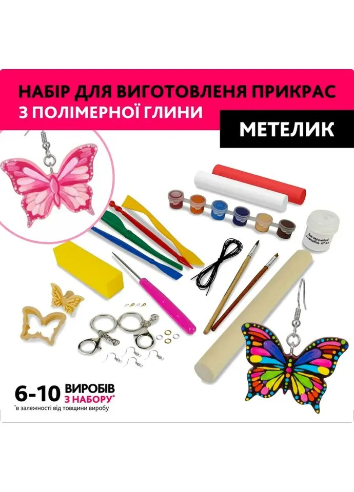 Творчий набір для виготовлення прикрас "Метелик" PG-003A з полімерної глини Alexes (388603336)