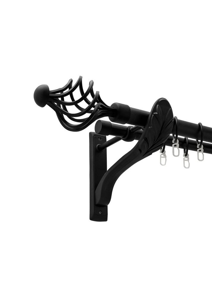 Карниз Арезо металевий дворядний ретро гладка труба Чорний Оксамит 25\19 мм 300 см (00-00018195) ORVIT (300692922)