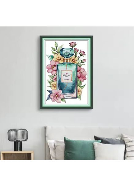 Набір для вишивання за нанесеною на канву схемою "Flower Perfume Bottle".AIDA 14CT printed, 26*35 см Joy Sunday (313614198)
