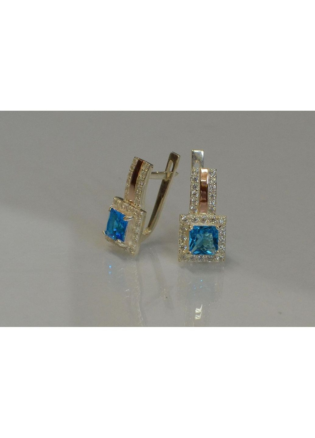 Срібні сережки з напайками із золота Silver Style (366813558)