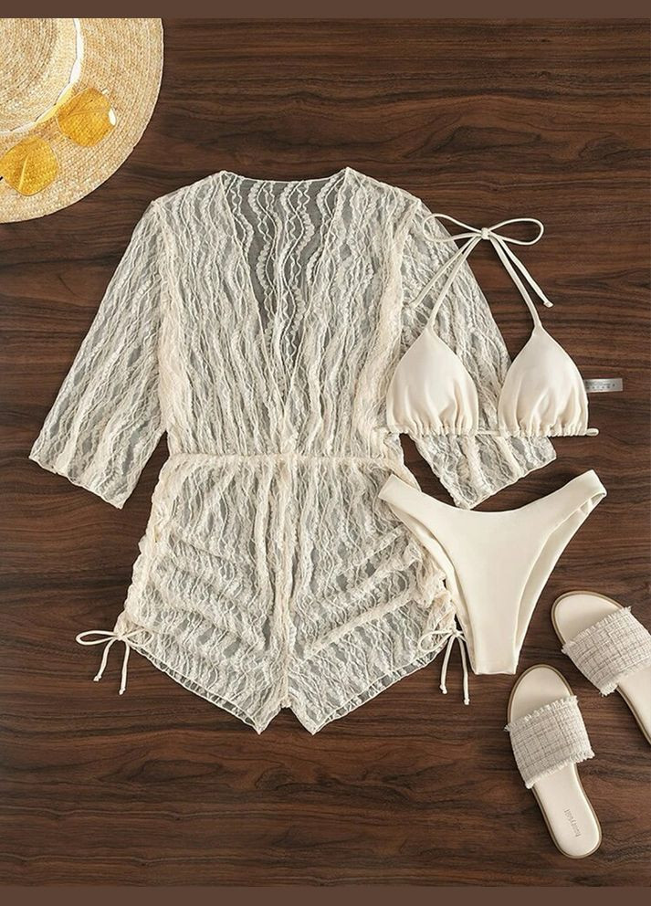 Бежевый демисезонный купальник раздельный бежевый+комбинезон раздельный No Brand 8063