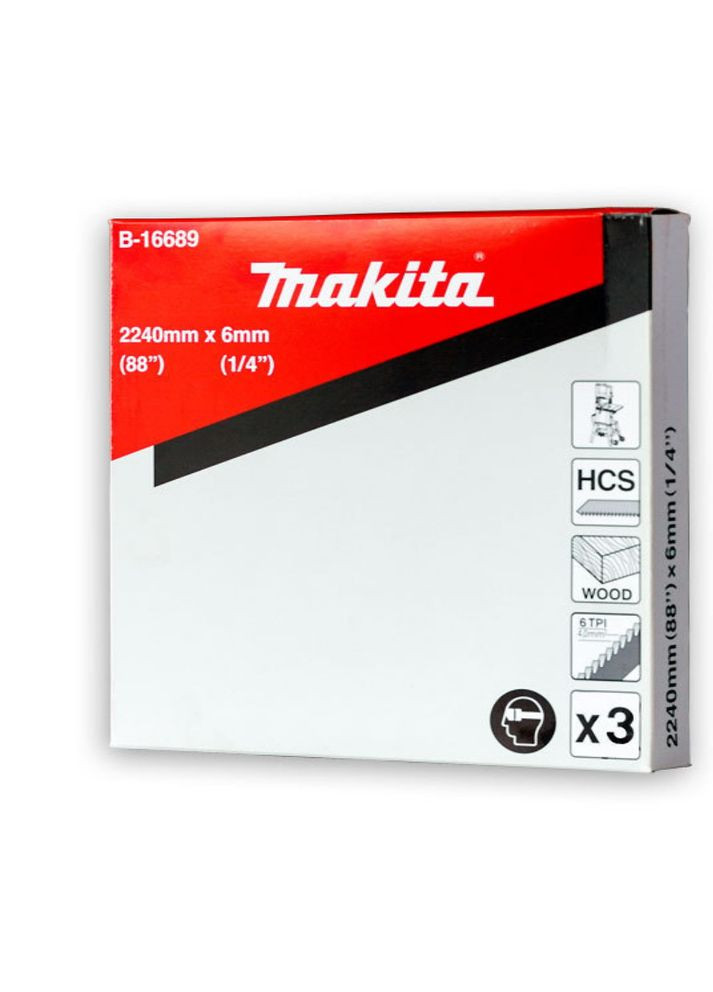 Пильное полотно B16689 (2240х6 мм, 6TPI, 3 шт) по дереву для ленточных пил (7525) Makita (290253457)