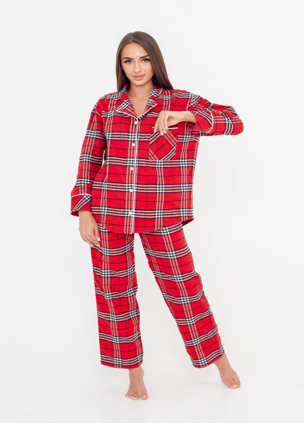 Червона всесезон піжама жіноча комплект (сорочка та штани) lingerie сорочка + брюки Serenade
