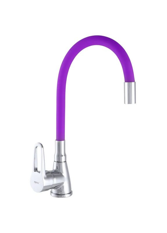 Смеситель кухонный SOP7 045 с фиолетовым гибким силиконовым изливом и хромированным корпусом. Zerix (334003393)