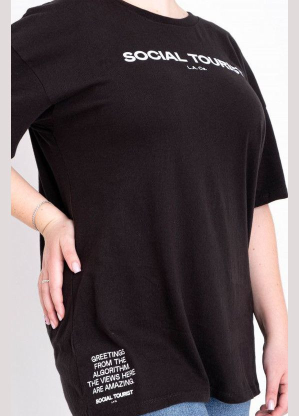 Футболка жіноча батальна чорного кольору з принтом Let's Shop - (337467673)