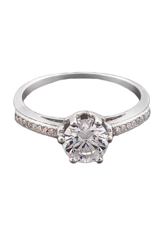 Кольцо серебряное с большим камнем и россыпью маленьких фианитов. Каштан (342334768)