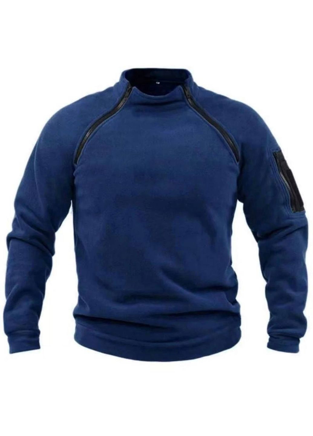 Синий зимний мужская кофта флисовая теплая No Brand