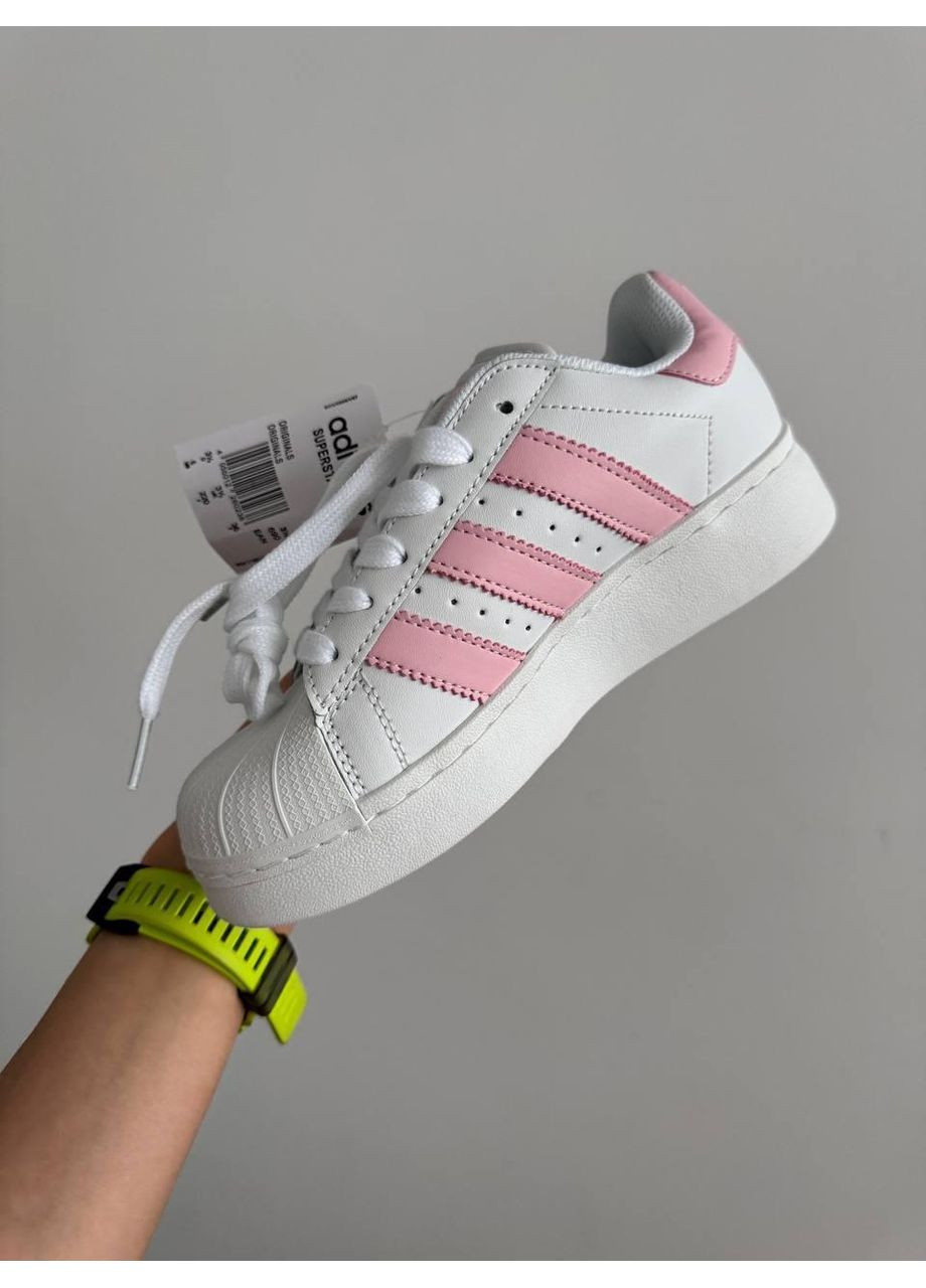 КРОССОВКИ ЖЕНСКИЕ ADIDAS SUPERSTAR PLATFORM WHITE PINK АДИДАС СУПЕРСТАР No Brand розовые демисезоны (367177127)