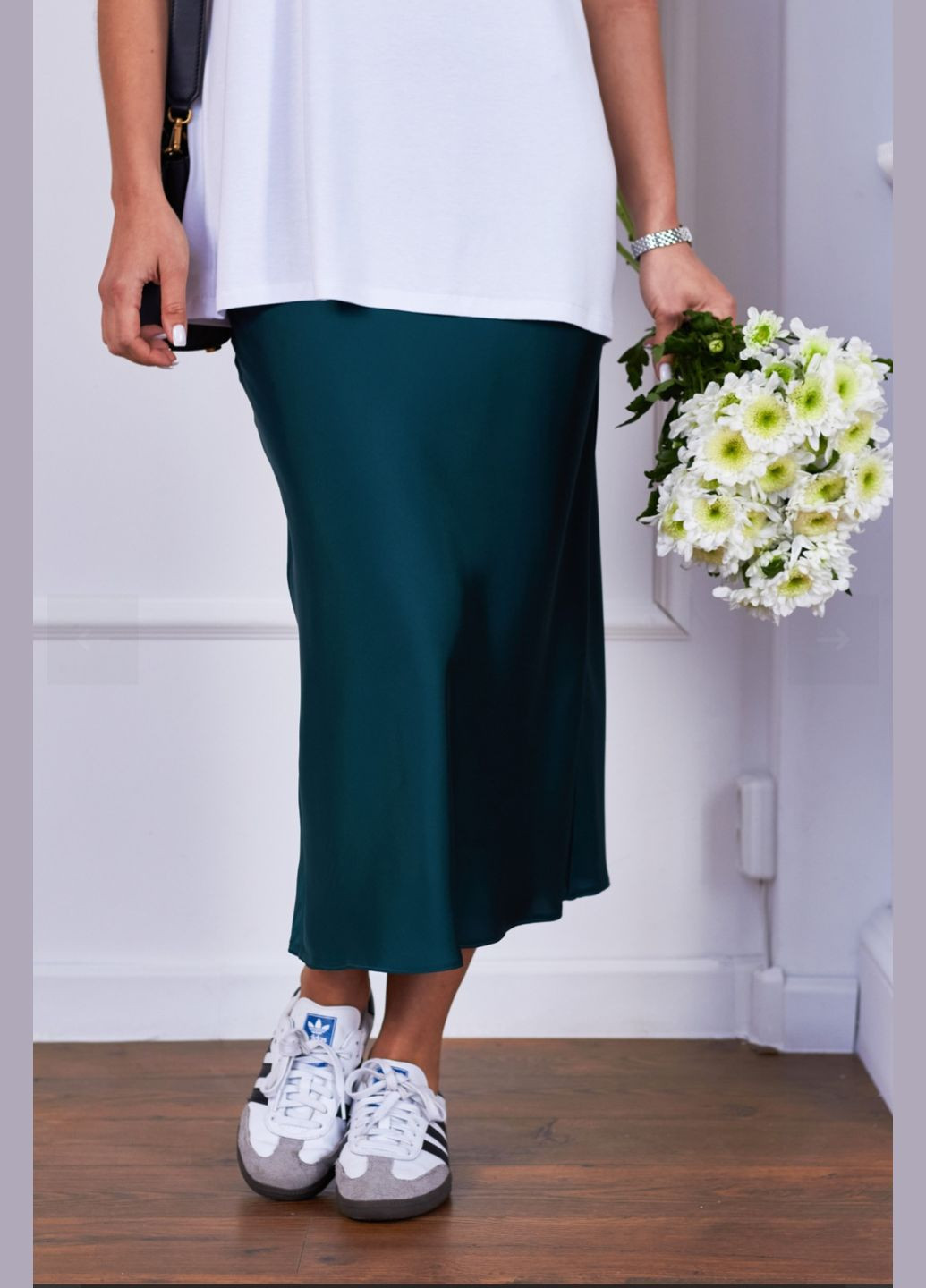 Шовкова жіноча спідниця міді весна - літо itelle пряма (293246362)