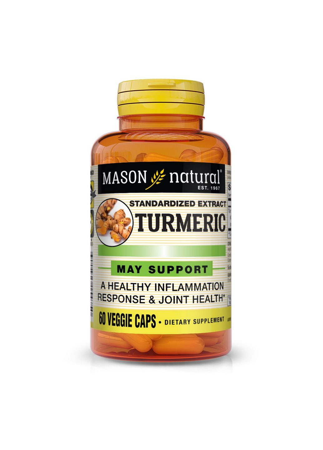 Натуральная добавка Turmeric, 60 вегакапсул Mason Natural (294929512)