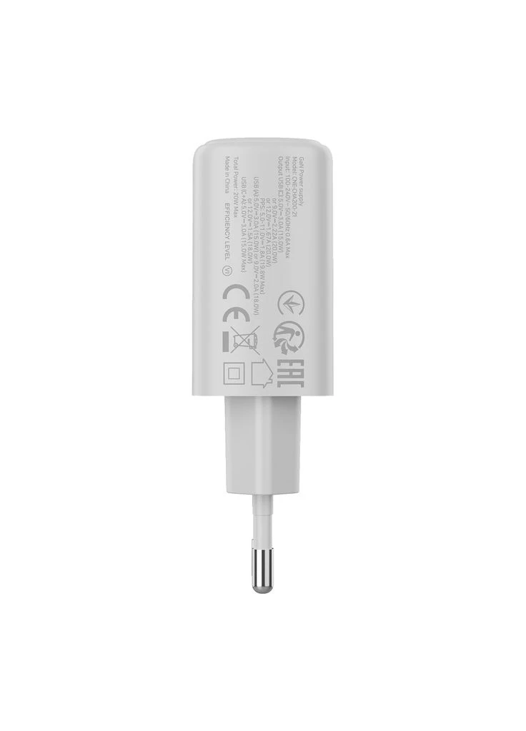 Зарядное устройство OnCharge 200 20W 1xPD 1xQC EU White (CNE-CHA200-21) Canyon (382074800)