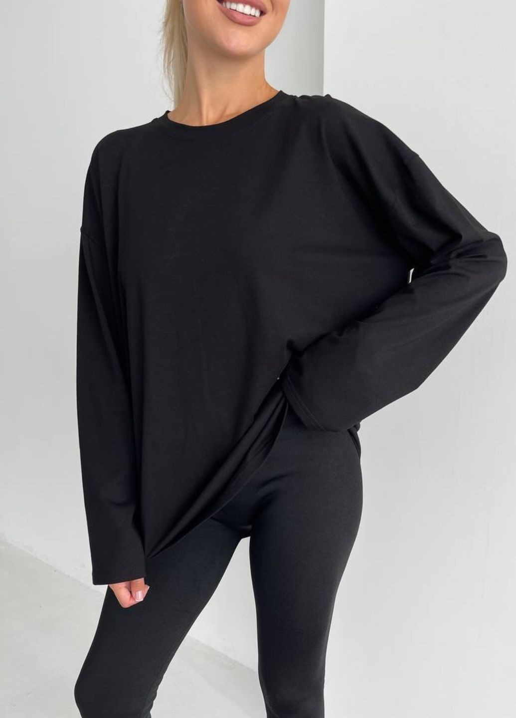 Базовий повсякденний подовжений оверсайз лонгслів з довгими рукавами Tik-Tak (323164323)