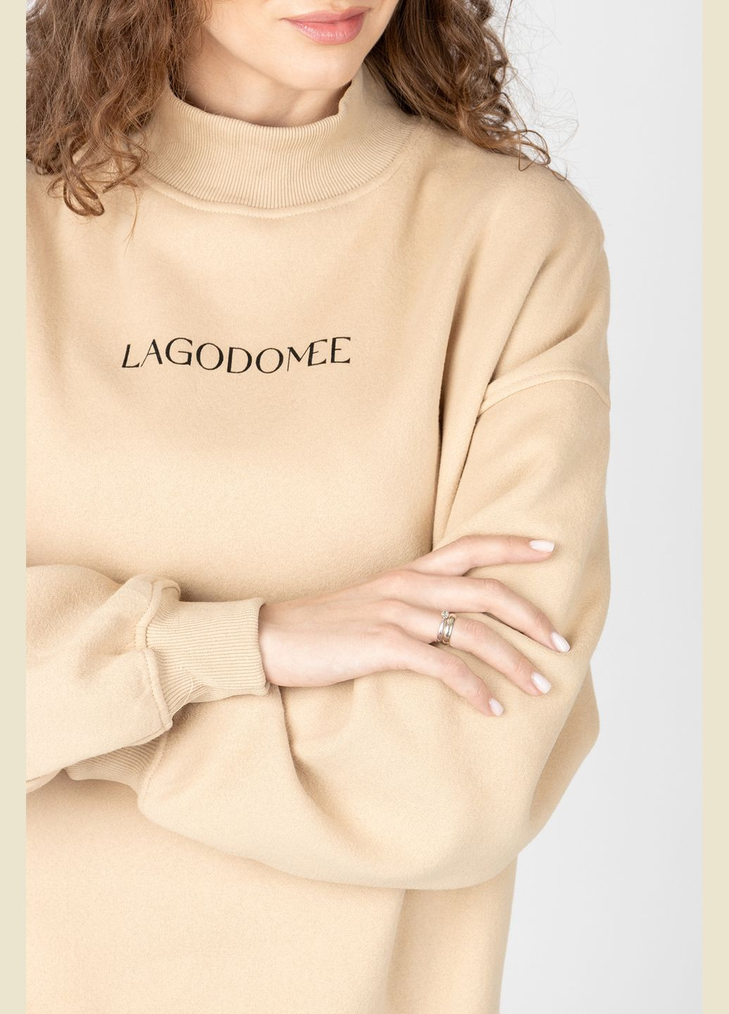 Бежевый женский свитшот цвет бежевый cb-00224073 LAGODOMEE (309020485)