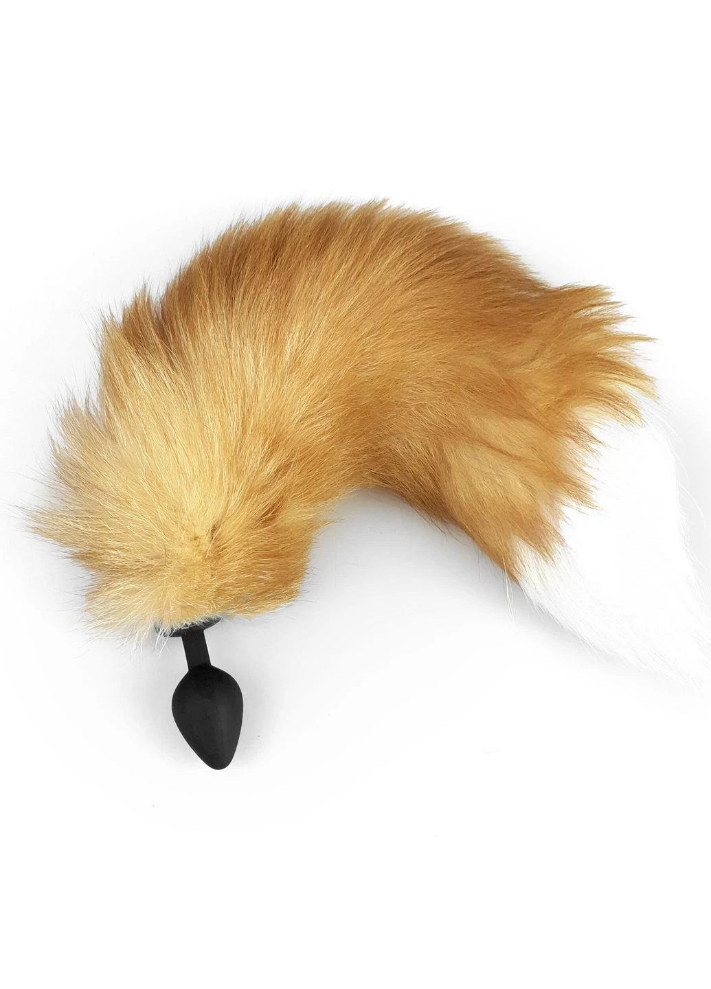 Силиконовая анальная пробка с хвостом из натурального меха size M Red fox Art of Sex (395734676)