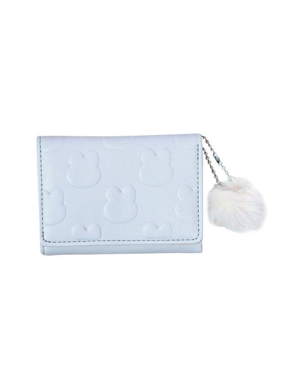 Жіночий гаманець C325-44 Light Blue для карт повсякденний з принтом кролика пухнастою кулькою 3 шт. Eastern Star (352012616)